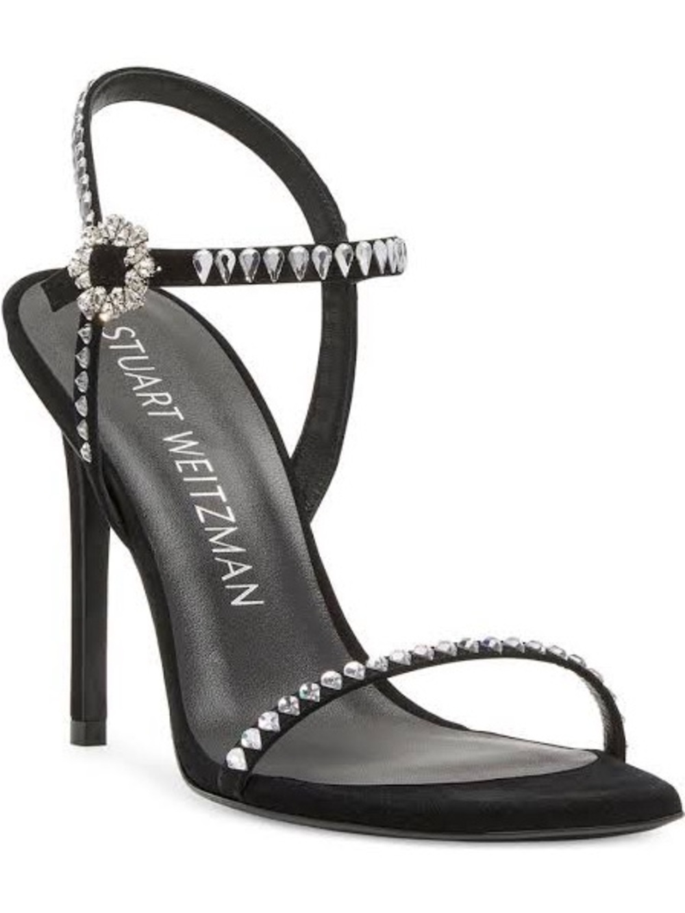 Stuart Weitzman Gemcut 100 Black Embellished Sandals